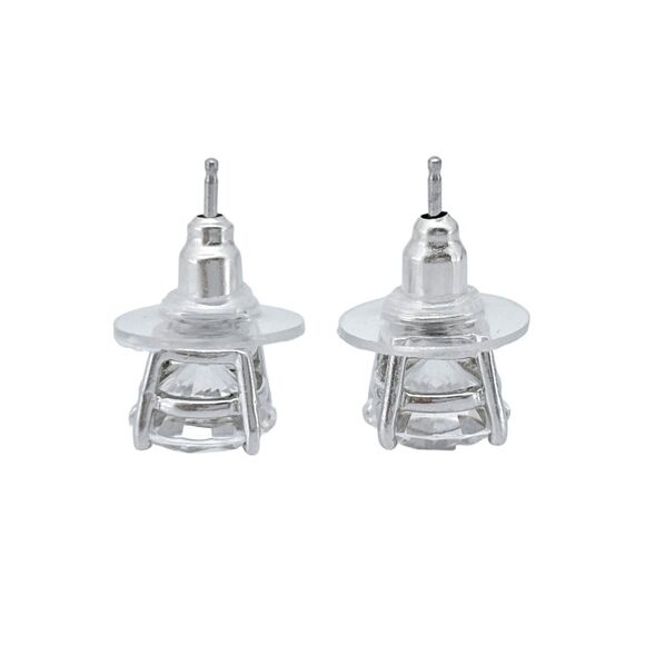 Vintage GG Sterling Silver 925 8mm Cubic Zirconia Stud Earrings - Picture 5 of 7